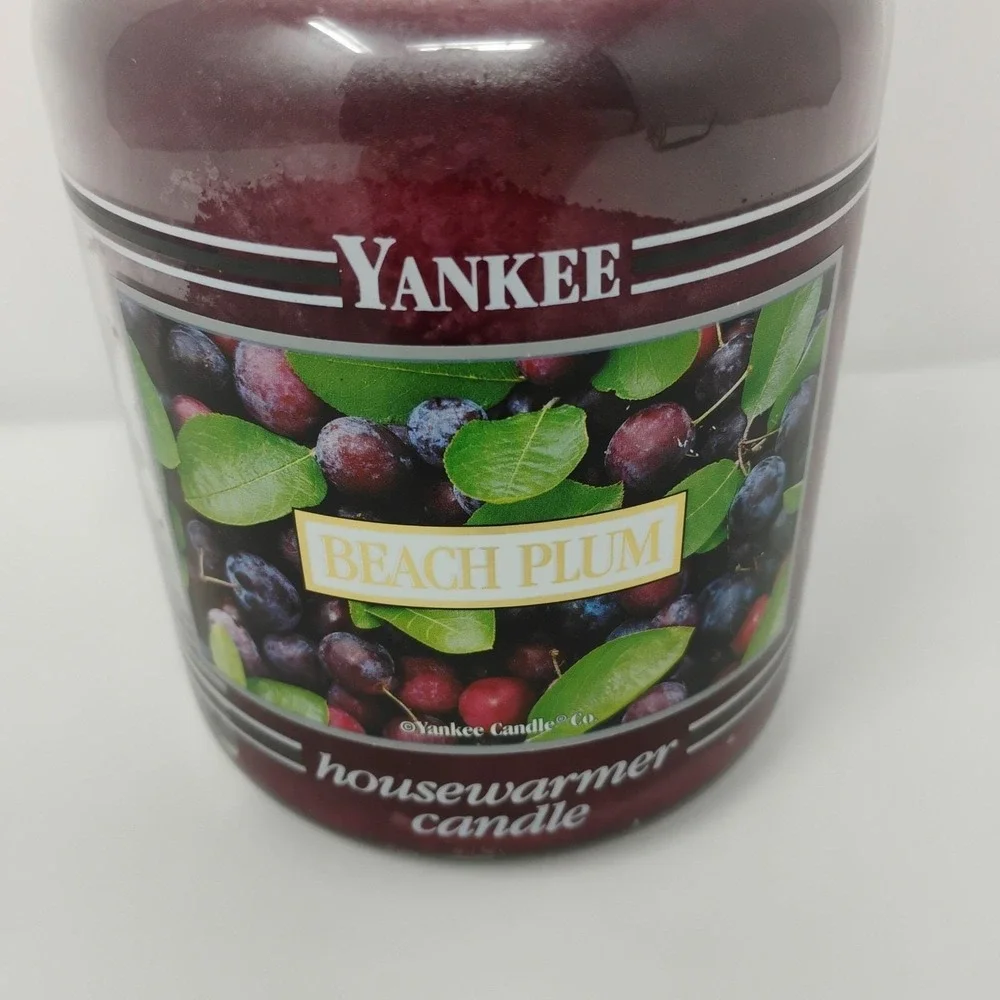 Yankee Candle BEACH PLUM Black Band Large Glass Jar 22 oz Discontinued Scent